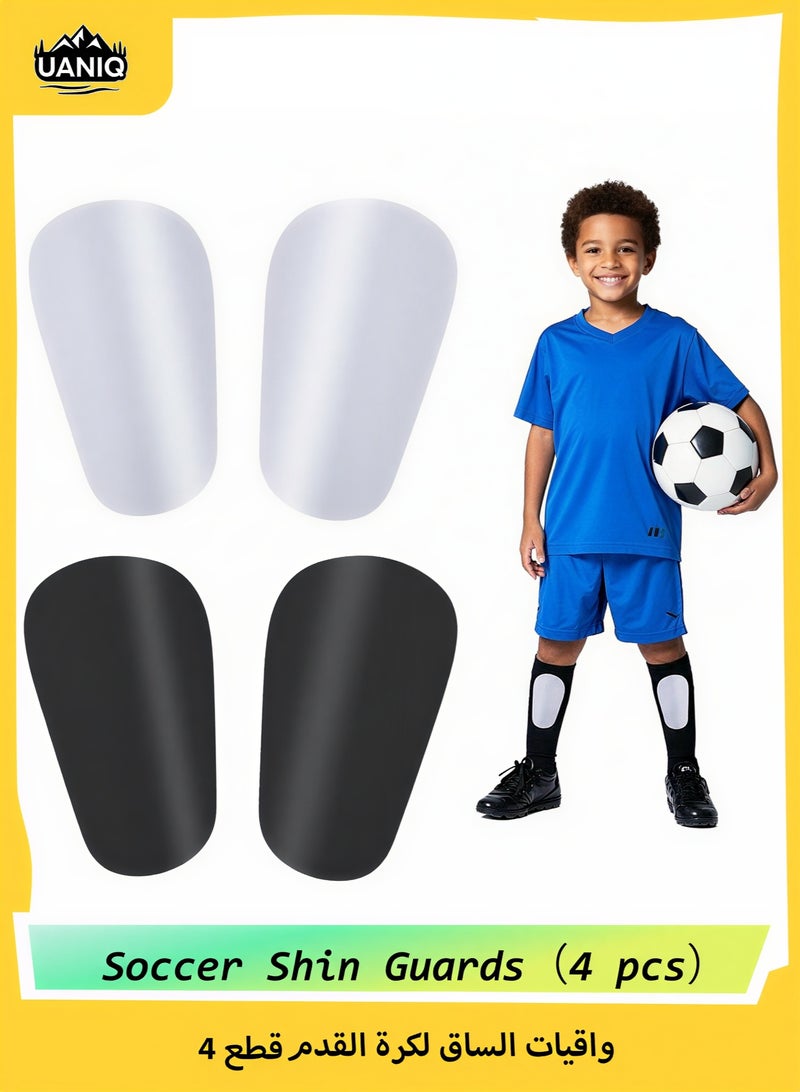 UANIQ Mini Soccer Shin Guards, Lightweight Shin Pads for Kids Youth and Adults, Extra Small Comfortable Shin Guard for Football, 4pcs, Black and White - Image 1